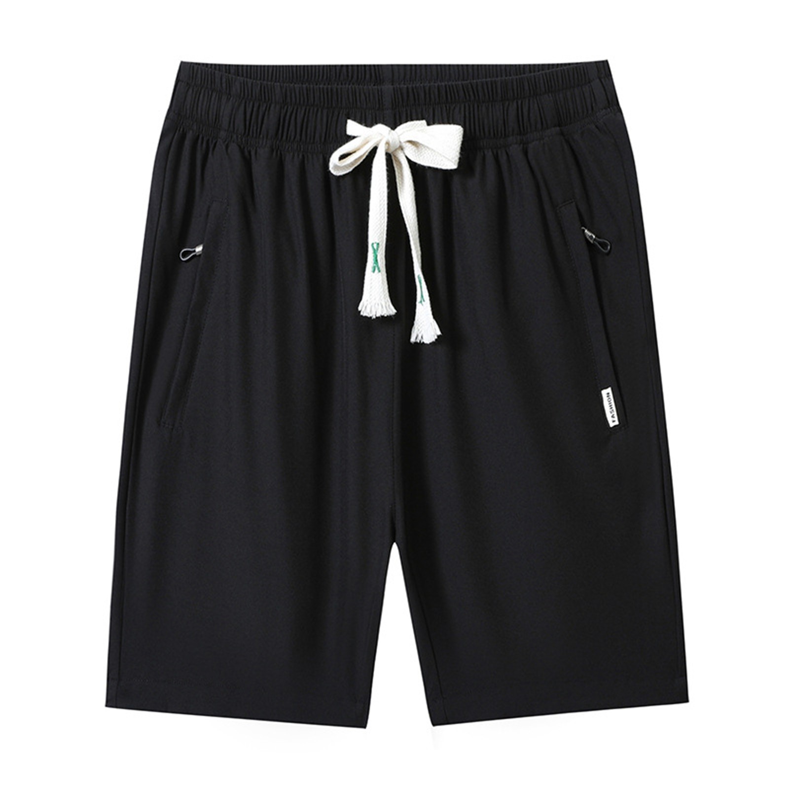 thumbnail image 1 of Pantalones cortos casuales para hombre: corte holgado de verano, cintura elástica, bolsillos con cremallera, transpirables, para uso diario deportivo con camisetas., 1 of 8